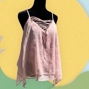 Hippie Laundry, women's XS-S, 19” armpit to armpit, sheer with layers & lacing